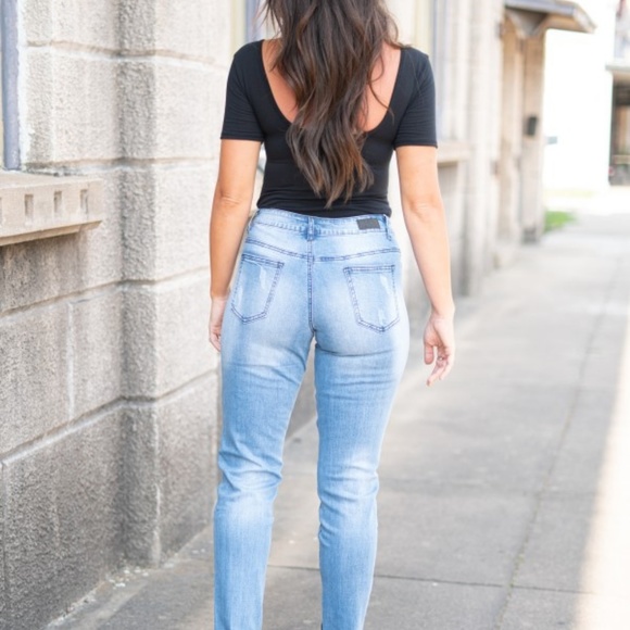 L&B Plaid Patch Distressed Jeans - Picture 3 of 6